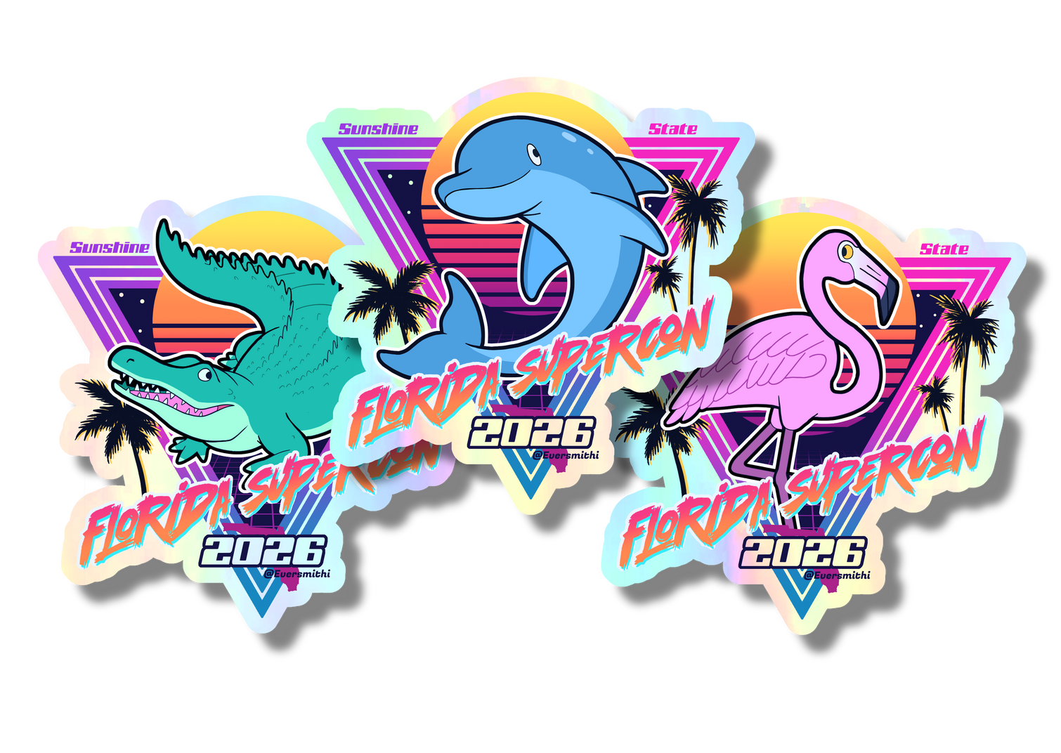 Event Exclusive Holographic Florida Supercon Stickers: Get one free with any order $15+ (while supplies last)